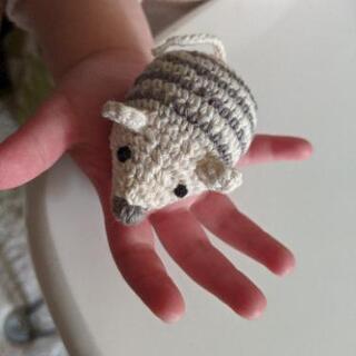 シマシマねずみのマグネット　あみぐるみの画像