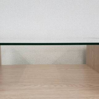 【未使用】不二貿易 ローテーブル 幅80cm ホワイトウォッシュ ガラス 簡単組立て オスロの画像
