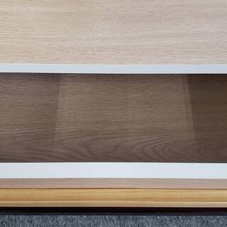 【未使用】不二貿易 ローテーブル 幅80cm ホワイトウォッシュ ガラス 簡単組立て オスロの画像
