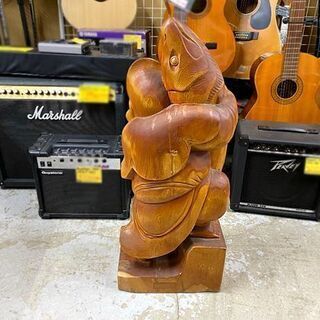 木彫り 恵比寿像 全長約85cm エビス 縁起物 置物 えびす 大 ☆ PayPay(ペイペイ)決済可能 ☆ 札幌市 白石区 東札幌 アウトレットモノハウス白石店の画像