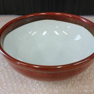 【未使用】7個セット　美濃焼 赤釉中白7.0ボール 日本製 21cm どんぶり　飯丼　うどん 蕎麦 ミニ丼 モダンの画像