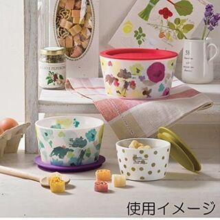 取引中【三郷陶器:食器】花柄のフードコンテナの画像
