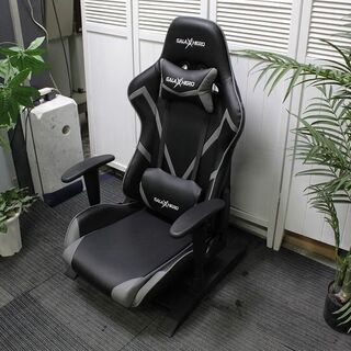 R2741) GALAXHERO 中古ゲーミング座椅子 ゲーミングチェア 165度リクライニング ひじ掛け ブラック/グレー 椅子 店頭取引大歓迎♪