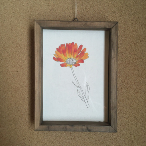 金盞花　額付きの絵