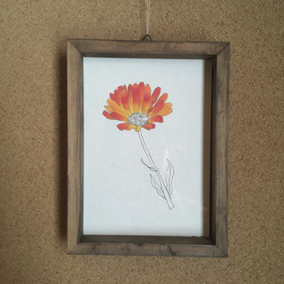 金盞花　額付きの絵