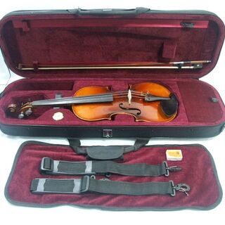 メンテ済み チェコ製 バイオリン Antonius Stradivarius モデル 4/4 裏板1枚 赤系ニス フェルナンブーコ 未使用 弓 ナイロン弦 ストラドタイプ顎あて搭載 四角型ケース 手渡し 全国発送対応 中古バイオリン 名古屋近郊 愛知県清須市より 管理（カ）8140の画像