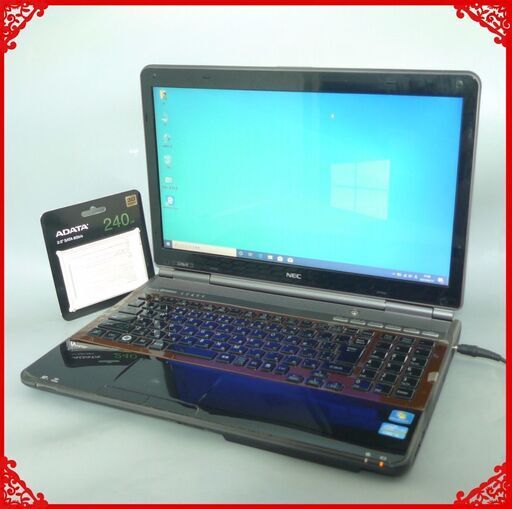 送料無料 新品SSD240GB 1台限定 ノートパソコン 中古良品 15.6型 NEC LL750DS6B 第二世代Core i5 8GB Blu-ray 無線 Win10 Office ブラック