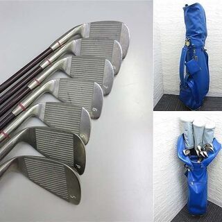 ss0756　中古　レディース　ゴルフクラブフルセット　キャディバッグ付　11本セット 　ダンロップ　DUNLOP　セントトーマス　Saint Thomas　ゴルフセット 　ドライバー　ウッド　アイアン　ウェッジ　パター　クラブセットの画像