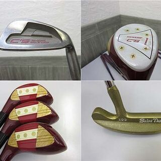 ss0756　中古　レディース　ゴルフクラブフルセット　キャディバッグ付　11本セット 　ダンロップ　DUNLOP　セントトーマス　Saint Thomas　ゴルフセット 　ドライバー　ウッド　アイアン　ウェッジ　パター　クラブセットの画像