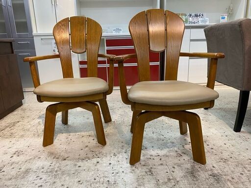 【愛品館 江戸川店】残り一脚！ 浜本工芸 回転式ダイニングチェア ID:150-046555-007