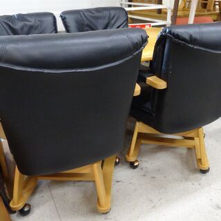 ダイニングテーブル 5点セット ブラック×木目 テーブル／回転式チェア×4【ユーズドユーズ名古屋天白店】 J650