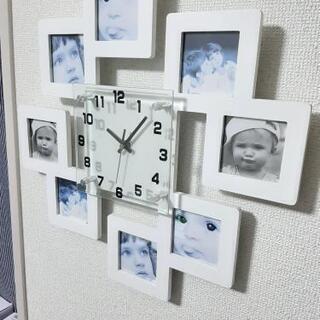 【定価12592円】掛け時計 白 ホワイト フォトフレーム おしゃれの画像