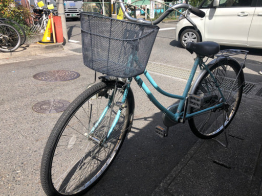 【中古自転車】26インチ変速なし　水色　前カゴ新品❗️美品❗️若林自転車　膳所　SALE中❗️