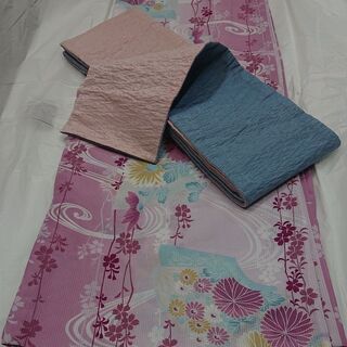 [値下]花古今の浴衣と帯セット