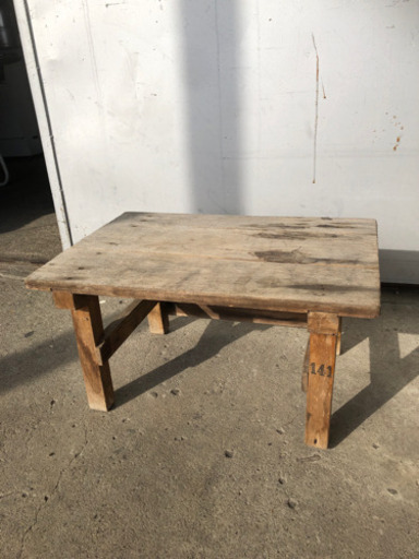 昭和レトロ 古いテーブル アンティーク  木製ローテーブル 60×40×31cm