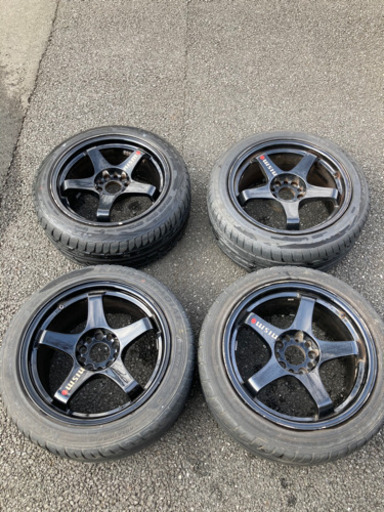 nismo LMGT4風 4本セット 17インチ9j+30 5穴114.3 アルミホイールタイヤ付き