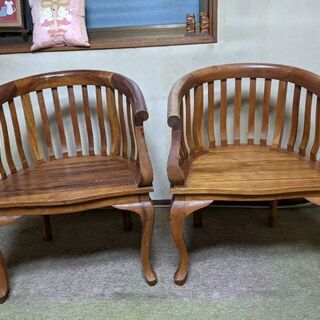 チーク材チェアー　2脚セット　バラ売りも対応