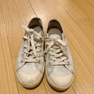 無印良品 疲れにくいスニーカー レザー 22.0オフ白