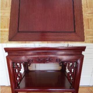 唐木 花梨 天然木 総無垢 木彫 椅子 机 セット◇中国家具 応接セット