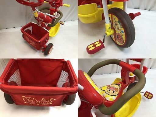 ★ 発送可 ★ ブザー付おでかけ三輪車 それいけ！アンパンマン デラックスII レッド ②