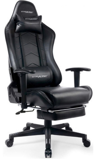 Gtracing ゲーミングチェア オットマン オフィスチェア デスクチェア 収納式フットレスト 高さ調整 リクライニング ロッキング 調節可能ランバーサポート GT901BLACK