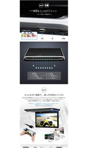 （CM156HD）XTRONS 最新 15.6インチ 大画面 フリップダウンモニター 1920x1080 解像度 超薄 軽 HDMI対