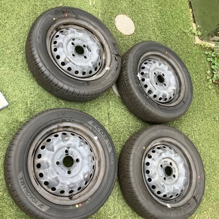 155/65R14新品タイヤ　鉄ホイール＋ホイールカバー＋純正ナ...