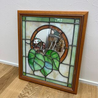 VINTAGE ステンドグラスミラー 51.5×44.5×2 