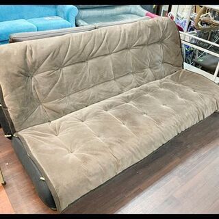 ◆状態良好◆布張り ソファーベッド 取り外せるカバー ブラウン×ブラック 幅180×奥97×高さ90cm 札幌市東区 