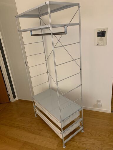 無印良品　スチールユニットシェルフ　グレー　ワードローブ