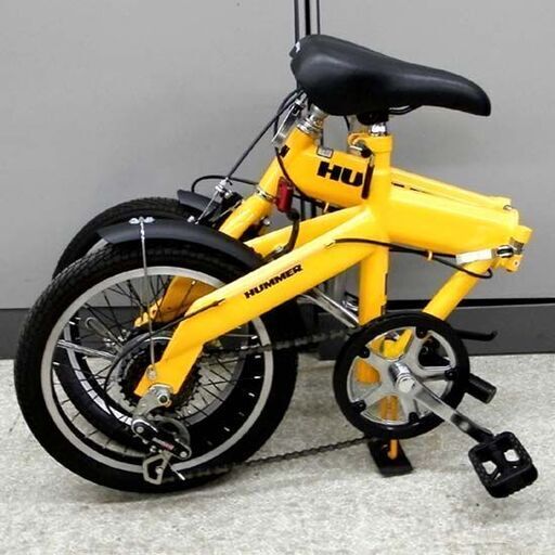 ▷折りたたみ自転車 16インチ 6段切替 ハマー 黄色 イエロー