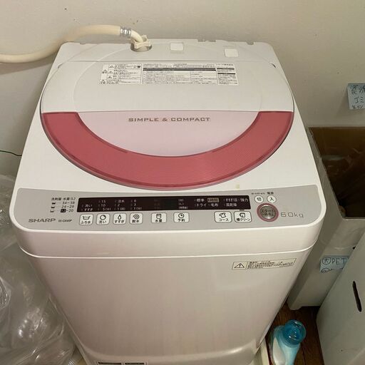 洗濯機　完動品 SHARP ES-GE60P 6.0キロ