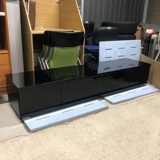 幅180cm ロングテレビボード（ブラックのエナメル塗装）の画像