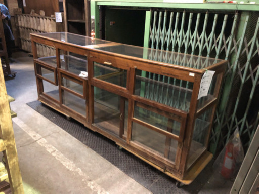 希少！アンティーク・レトロ ガラス ショーケース 店舗什器 レジカウンター ガラスケース ショップ什器 ヴィンテージ 和家具 古道具