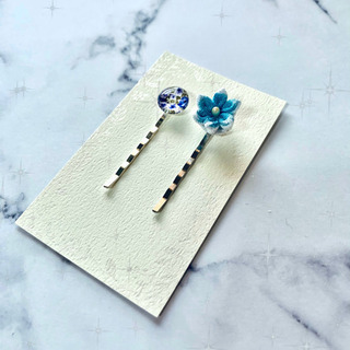 つまみ細工のお花とガラスヘアピン 2つセット☆ B