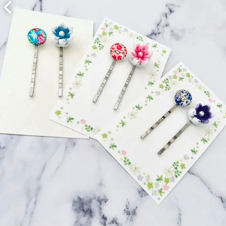つまみ細工とガラスヘアピン 2つセット×3つ！