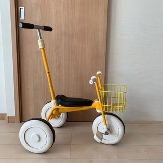 無印良品　子ども用三輪車　イエロー　カゴ付き