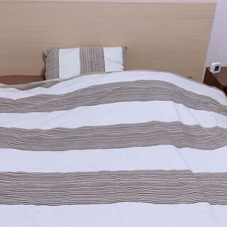 【4月7日限定】【お車で取りに来ていただける方限定！定価の半額以下で出品中】IKEAの大型ダブルサイズベッド（美品）の画像