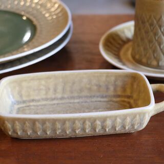 デンマークKronjyden(クロニーデン)社のJens H. Quistgaard(イェンス・クイストゴー)デザインRelief(レリーフ) スクエアプレート。木の葉の柄が愛らしいお皿は小物入れにもの画像