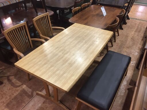 【愛品館市原店】グローリープラン貞苅椅子製作所 ベンチダイニング4点セット 【管理IDS007513-104】