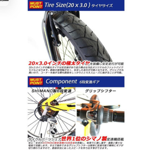 HUMMER(ハマー) FDB206FAT-BIKE 20インチ 極太3.0タイヤ 折りたたみ式 シマノ製6段変速