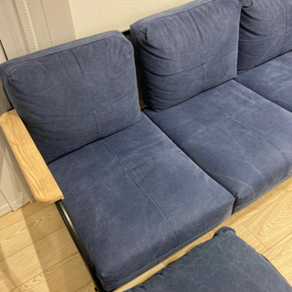デニムソファ（ほぼ、新品）オットマン付の画像