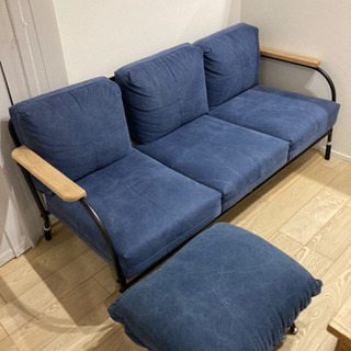 デニムソファ（ほぼ、新品）オットマン付
