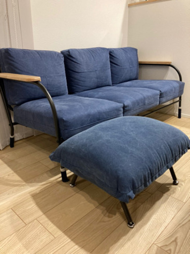 デニムソファ（ほぼ、新品）オットマン付