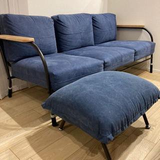 デニムソファ（ほぼ、新品）オットマン付の画像