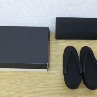 未使用品 和装小物 草履 23cm＆バッグ セット ブラック 黒...