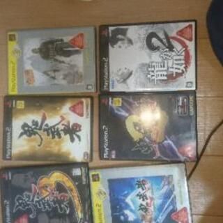 ps2本体、メモリーカード、コントローラーゲームソフト6本の画像