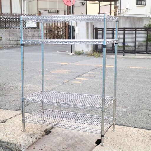 メタルラック スチールラック 4段 収納棚 飾り棚 本棚 W91xD45.5xH121cm ☆Zc99