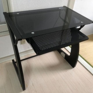 ガラス パソコンデスク PCデスク ブラック ニトリ