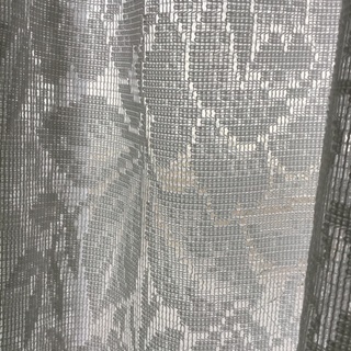 レースのカーテン2枚とビニール傘2本の画像